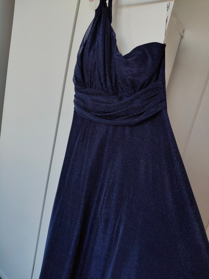 Lacivert simli şık elbise - Görsel 3