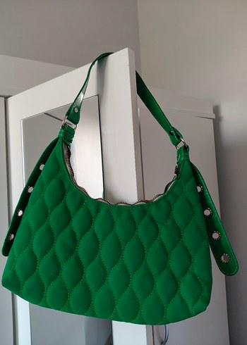 Yeşil Deri Tokalı Kadın Çanta - Görsel 4