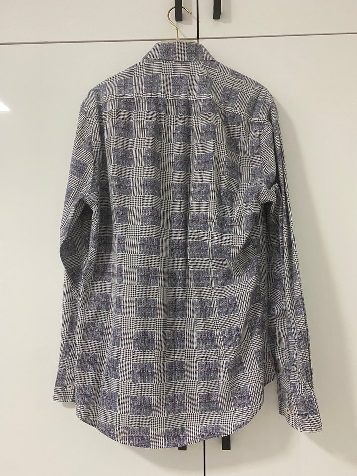 Gri Düğmeli Uzun Kollu Keten Erkek Gömlek - Görsel 2