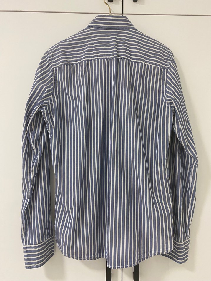 Erkek Mavi Çizgili Denim Gömlek - Görsel 2