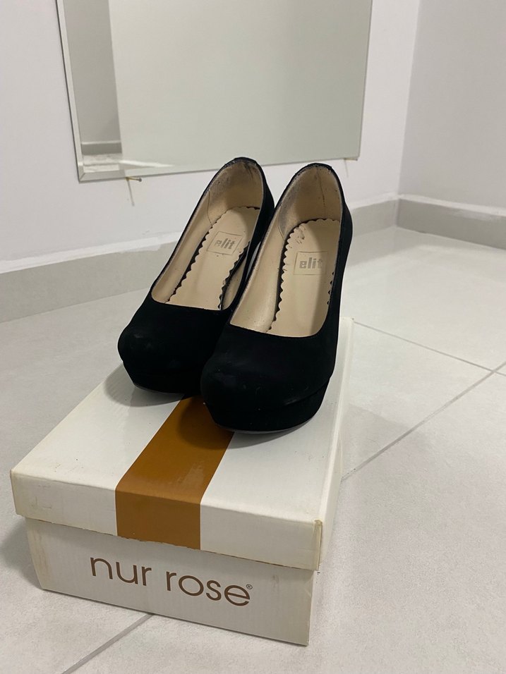 Siyah Platform Topuklu Kadın Ayakkabı - Görsel 3