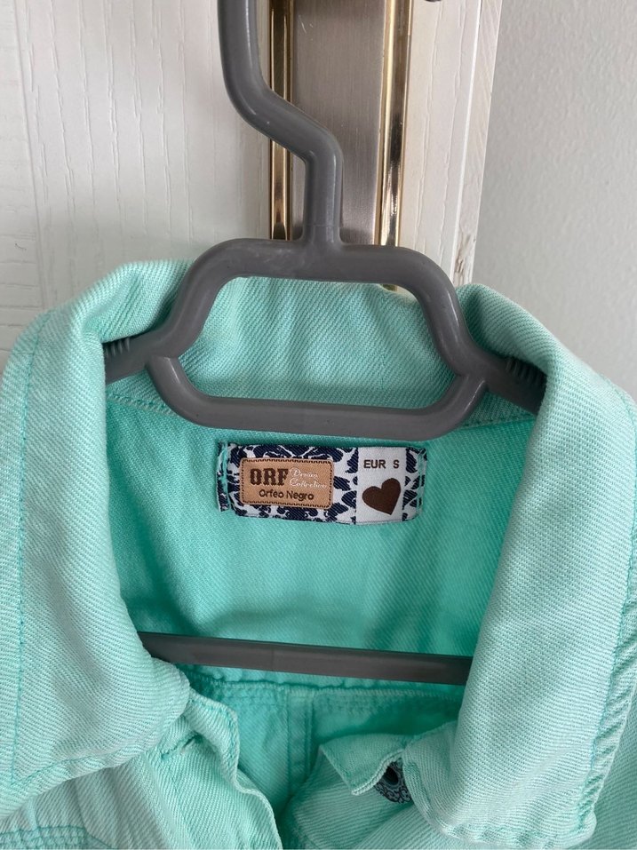 Kız Çocuk Turkuaz Batik Desenli Kot Yelek - Görsel 3