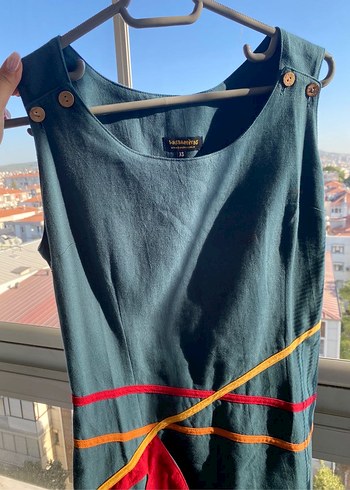 petrol yeşili elbise - Görsel 4