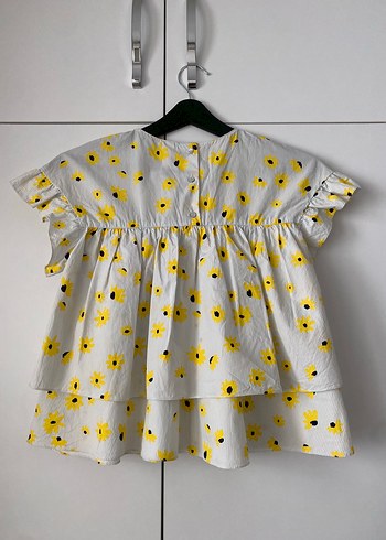 Zara Kız Çocuk Sarı Çiçekli Fırfırlı Bluz - Görsel 2