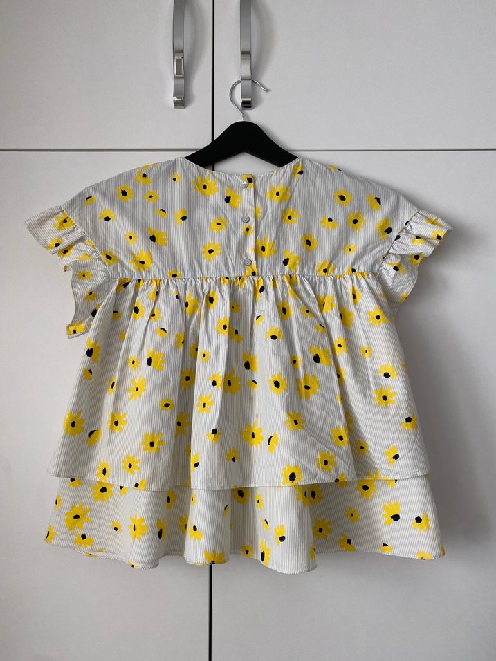 Zara Kız Çocuk Sarı Çiçekli Fırfırlı Bluz - Görsel 2