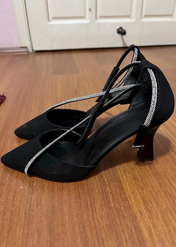 38 Beden siyah Renk Klasik Siyah Stiletto Yılan Desenli Kadın Ayakkabı