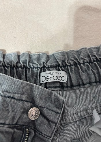 40 Beden gri Renk Gri Kemerli Bol Kesim Kadın Kot Pantolon