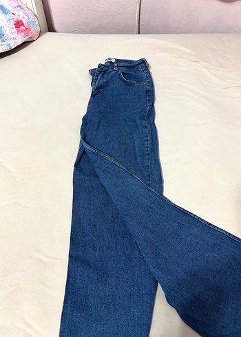40 Beden mavi Renk Kadın Mavi Denim Geniş Kesim Midi Jean