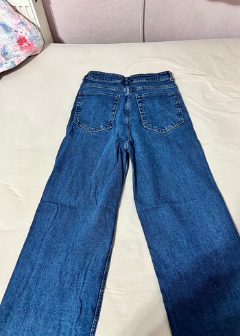 40 Beden Kadın Mavi Denim Geniş Kesim Midi Jean