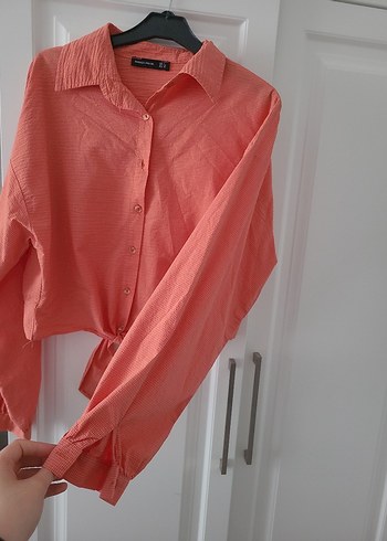 Pembe Uzun Kollu Keten Gömlek - Görsel 3