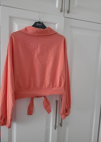 Pembe Uzun Kollu Keten Gömlek - Görsel 4