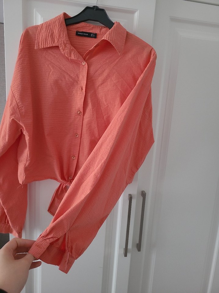 Pembe Uzun Kollu Keten Gömlek - Görsel 3