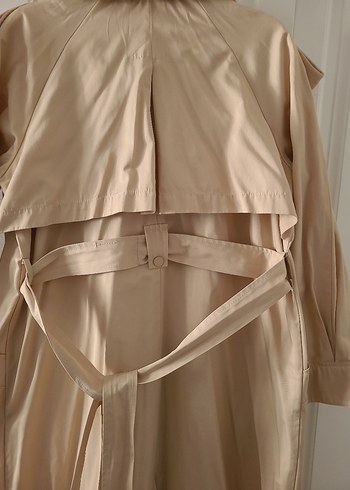 Bej Uzun Keten Kadın Trençkot - Görsel 5