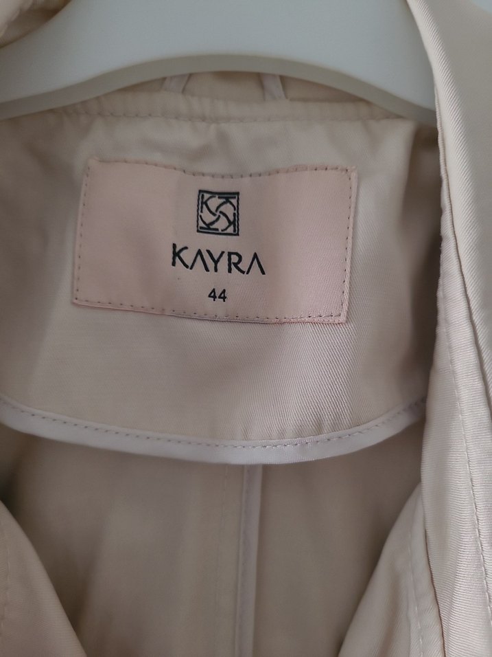 Bej Uzun Keten Kadın Trençkot - Görsel 3