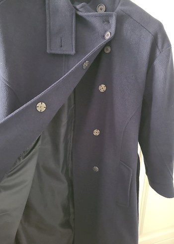 Düğmeli Lacivert  Midi Kaban - Görsel 3