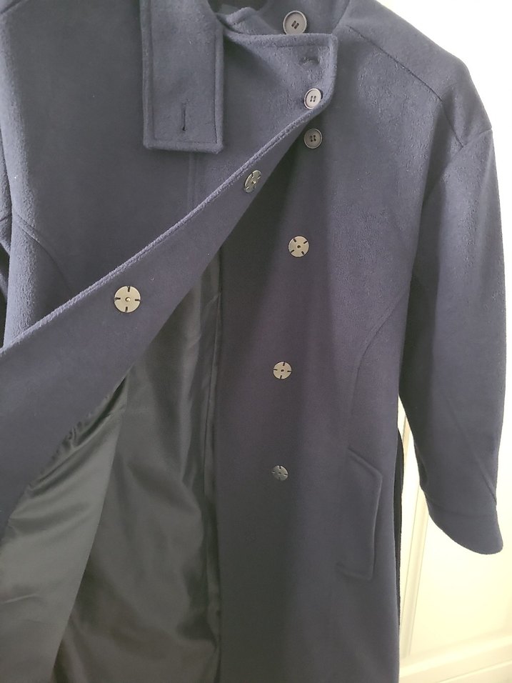 Düğmeli Lacivert  Midi Kaban - Görsel 3