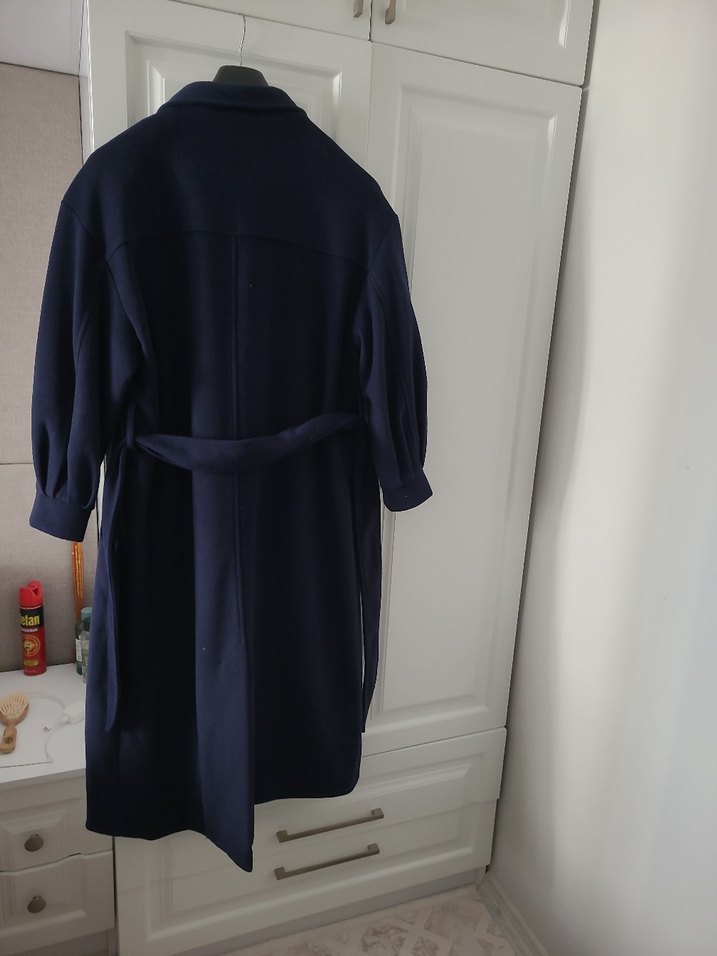 Düğmeli Lacivert  Midi Kaban - Görsel 5