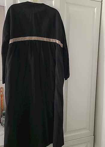 Düğmeli Siyah Uzun Keten - Görsel 4