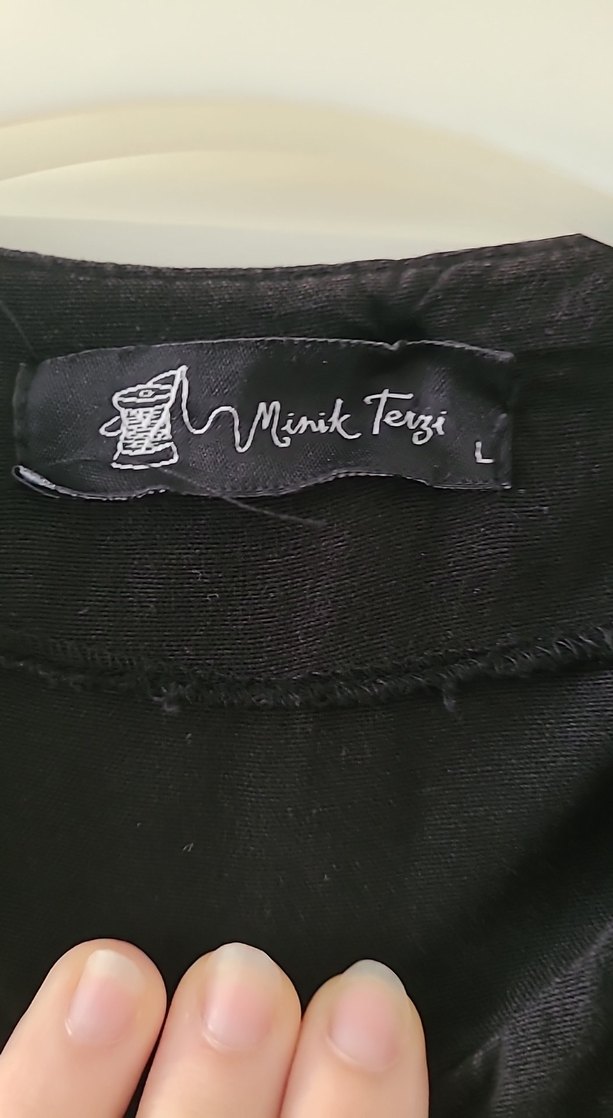 Düğmeli Siyah Uzun Keten - Görsel 3