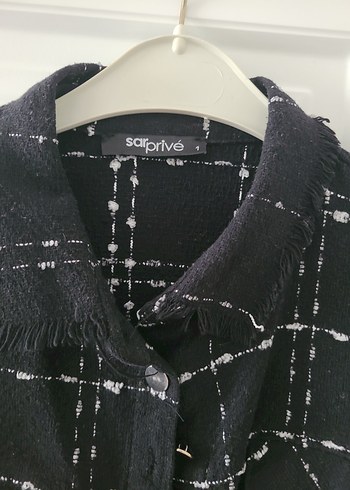 Düğmeli Siyah Ekose Kadın Ceket - Görsel 2