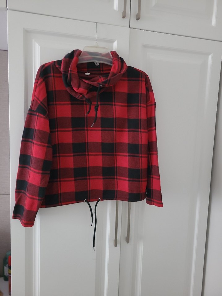 Kırmızı Ekoseli Kadın Uzun Kollu Gömlek - Görsel 3