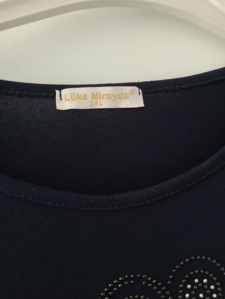 Lacivert Baskılı Uzun Kollu Kadın Bluz - Görsel 2