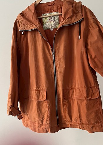 Vintage Kadın Bol Kesim Fermuarlı Turuncu Ceket - Görsel 2