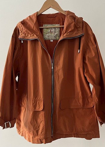 Vintage Kadın Bol Kesim Fermuarlı Turuncu Ceket - Görsel 7