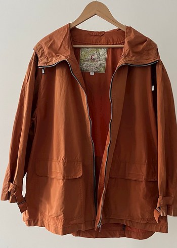 Vintage Kadın Bol Kesim Fermuarlı Turuncu Ceket - Görsel 12