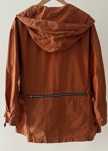 Vintage Kadın Bol Kesim Fermuarlı Turuncu Ceket - Görsel 9