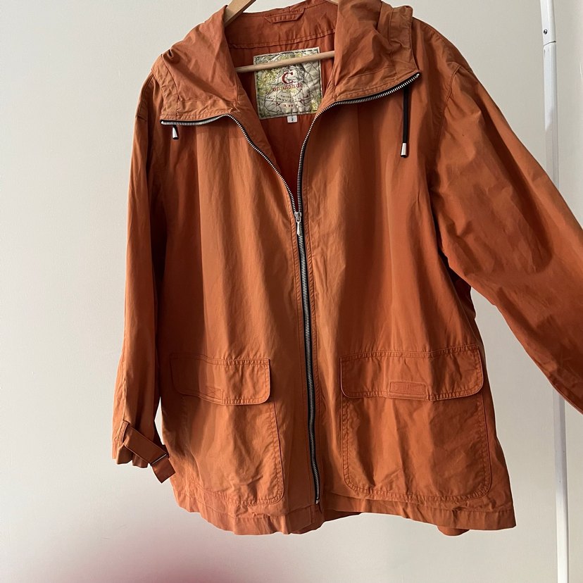 Vintage Kadın Bol Kesim Fermuarlı Turuncu Ceket - Görsel 2