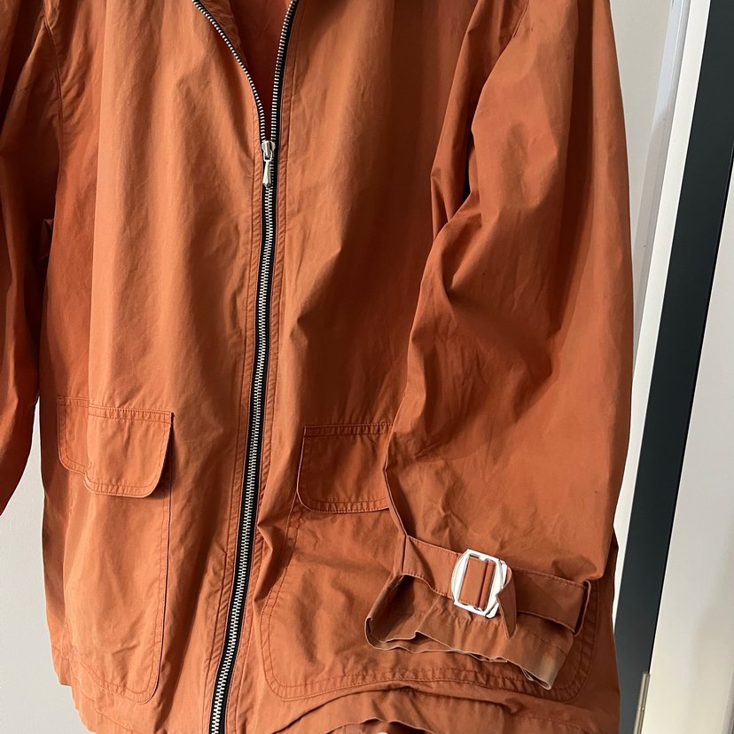 Vintage Kadın Bol Kesim Fermuarlı Turuncu Ceket - Görsel 5