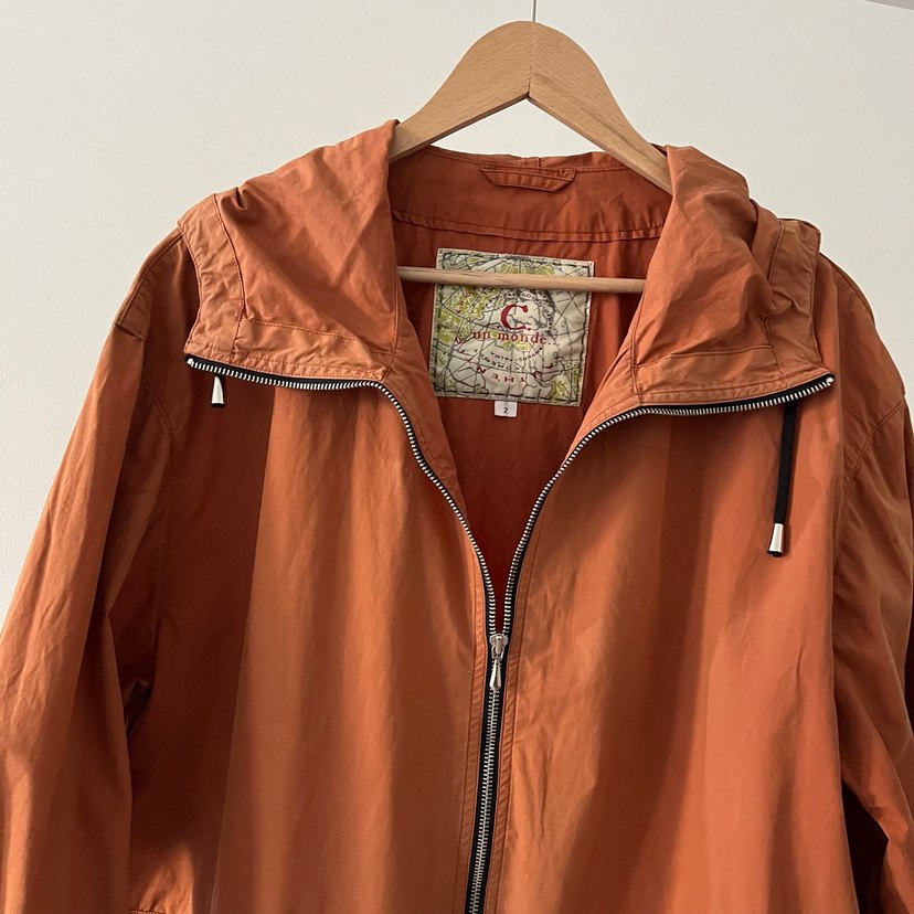 Vintage Kadın Bol Kesim Fermuarlı Turuncu Ceket - Görsel 4