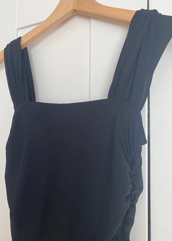 Siyah Drapeli Uzun Kadın Abiye Elbise - Görsel 2