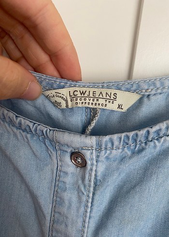 LC Waikiki Lcw Mavi Düğmeli Midi Kot Elbise