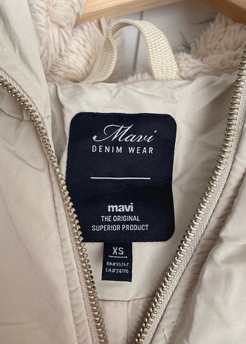 Mavi jeans Bej Midi Kadın Kışlık mont Kapüşonlu - Görsel 2