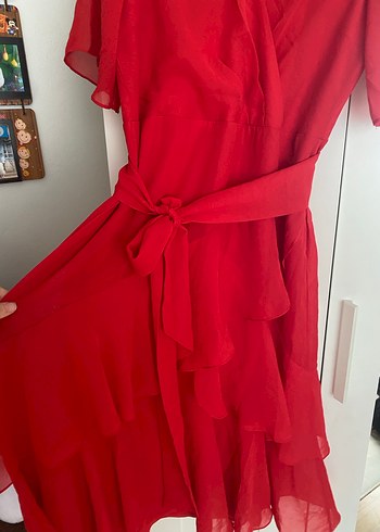 Kırmızı Midi Bohem Kadın Elbise - Görsel 2