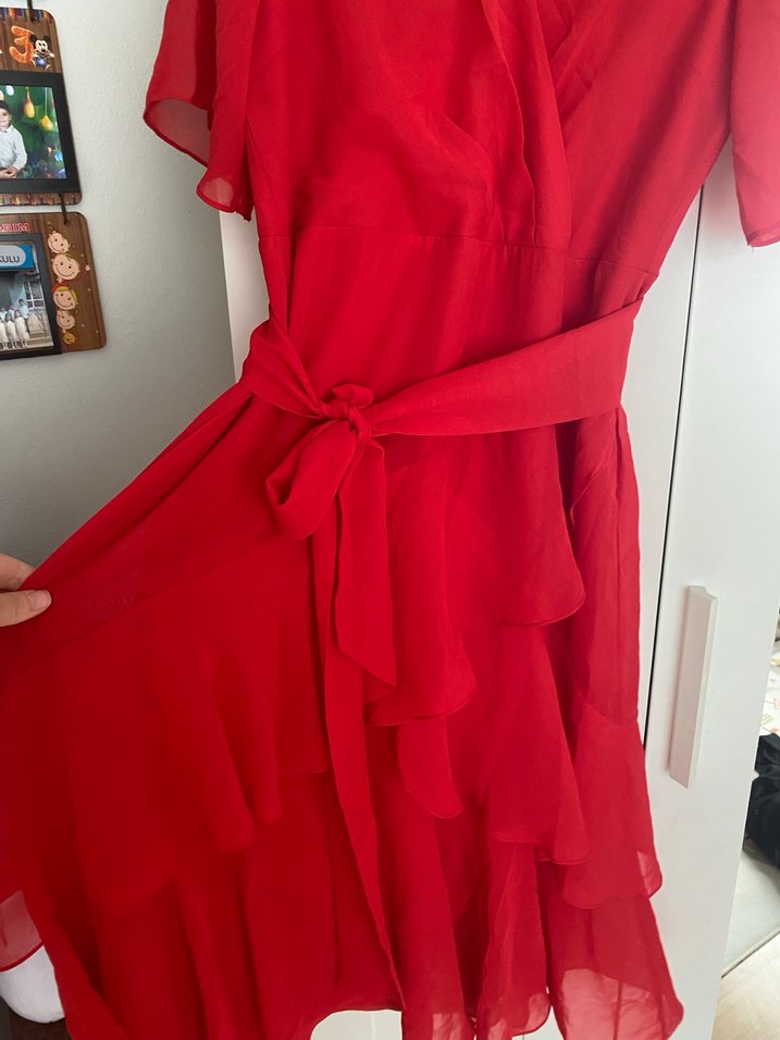 Kırmızı Midi Bohem Kadın Elbise - Görsel 2