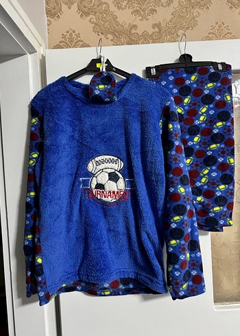 Renkli Baskılı Erkek Çocuk Uzun Kollu Polar Pijama