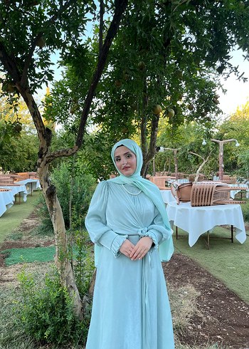 Bohem Tarz Uzun Turkuaz Elbise