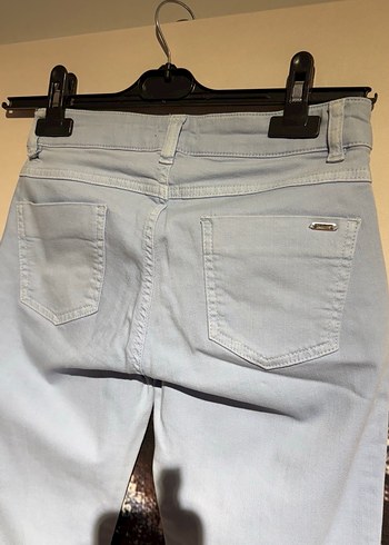 Mavi Bağcıklı Salaş Midi Denim Pantolon - Görsel 6