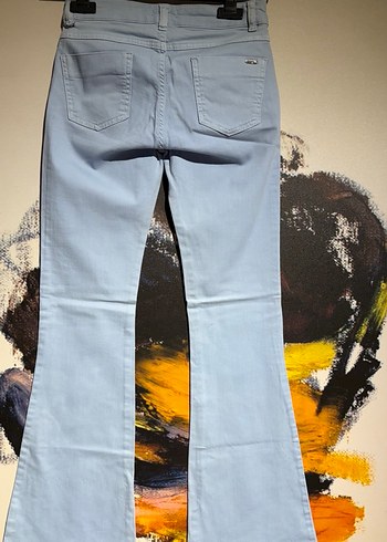 Mavi Bağcıklı Salaş Midi Denim Pantolon - Görsel 5