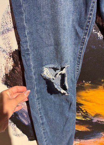 Kadın Lacivert Yırtık Detaylı Skinny Jean - Görsel 3