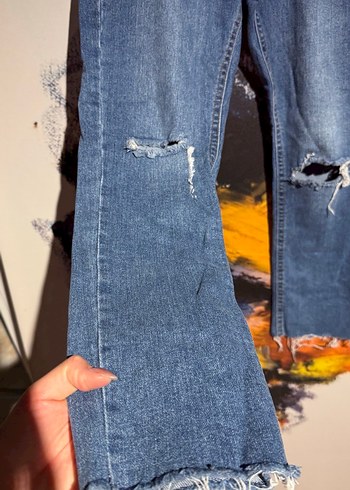 Kadın Lacivert Yırtık Detaylı Skinny Jean - Görsel 2