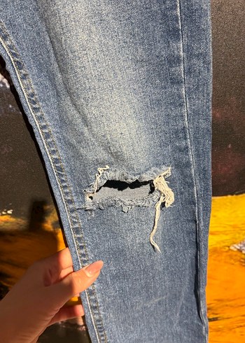 Kadın Lacivert Yırtık Detaylı Skinny Jean - Görsel 4