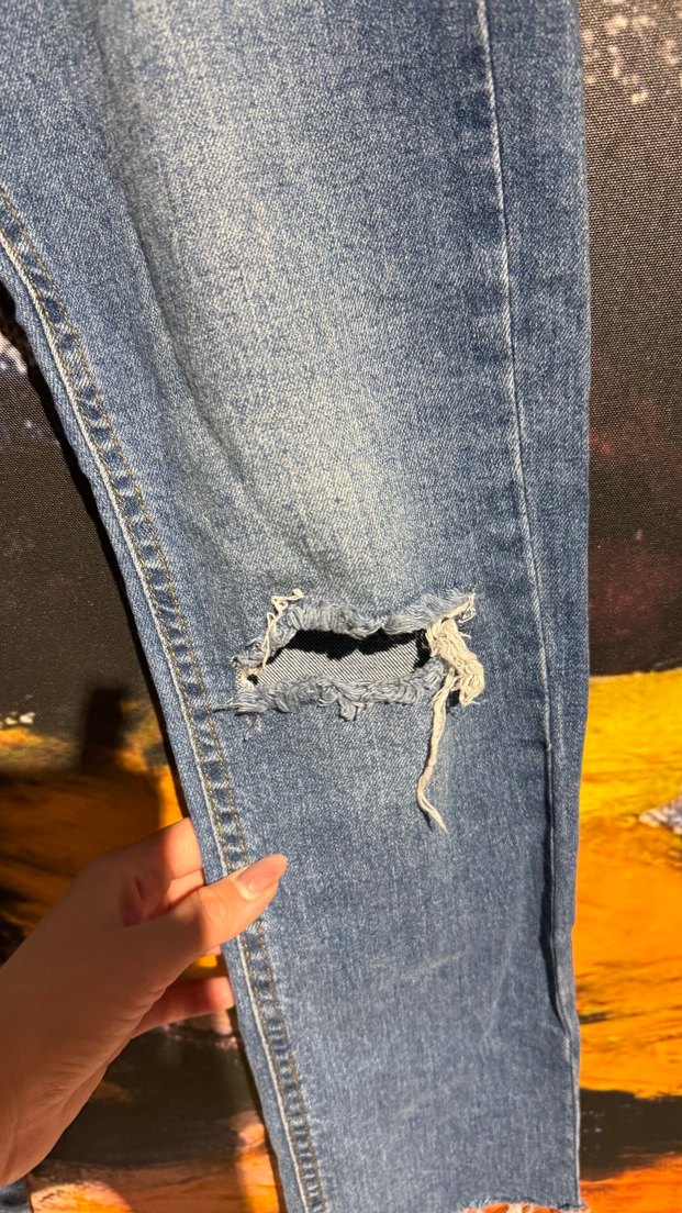 Kadın Lacivert Yırtık Detaylı Skinny Jean - Görsel 4