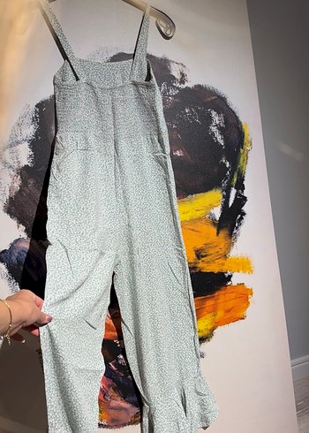 Yeşil Çiçekli Kadın Tulum, Salaş Kesim, Askılı - Görsel 5