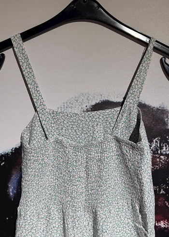 Yeşil Çiçekli Kadın Tulum, Salaş Kesim, Askılı - Görsel 7