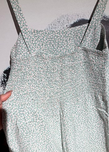 Yeşil Çiçekli Kadın Tulum, Salaş Kesim, Askılı - Görsel 6