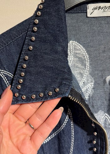 Nakışlı Uzun Kot Tulum Kadın - Görsel 5